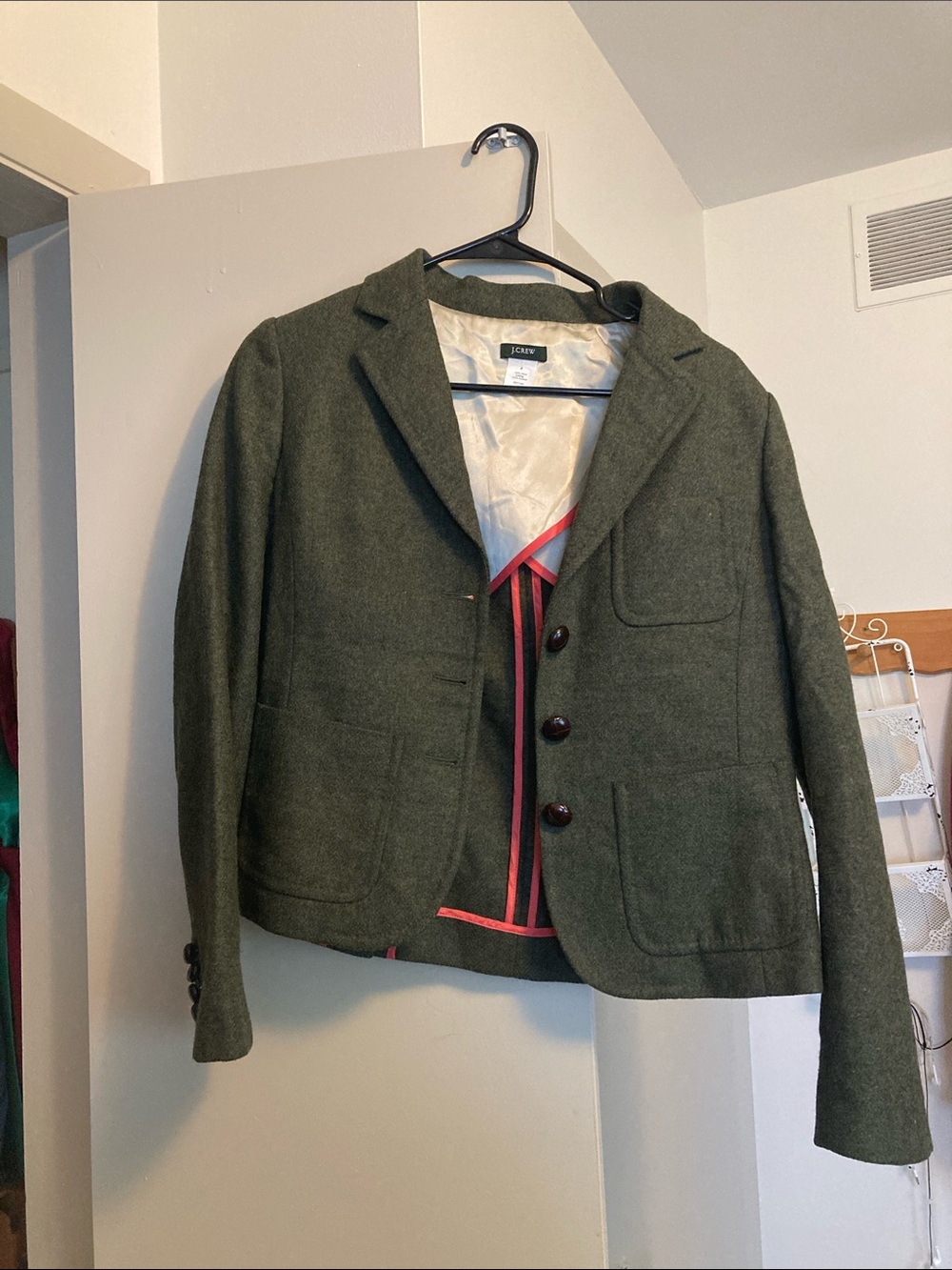 J crew green wool blazer 8